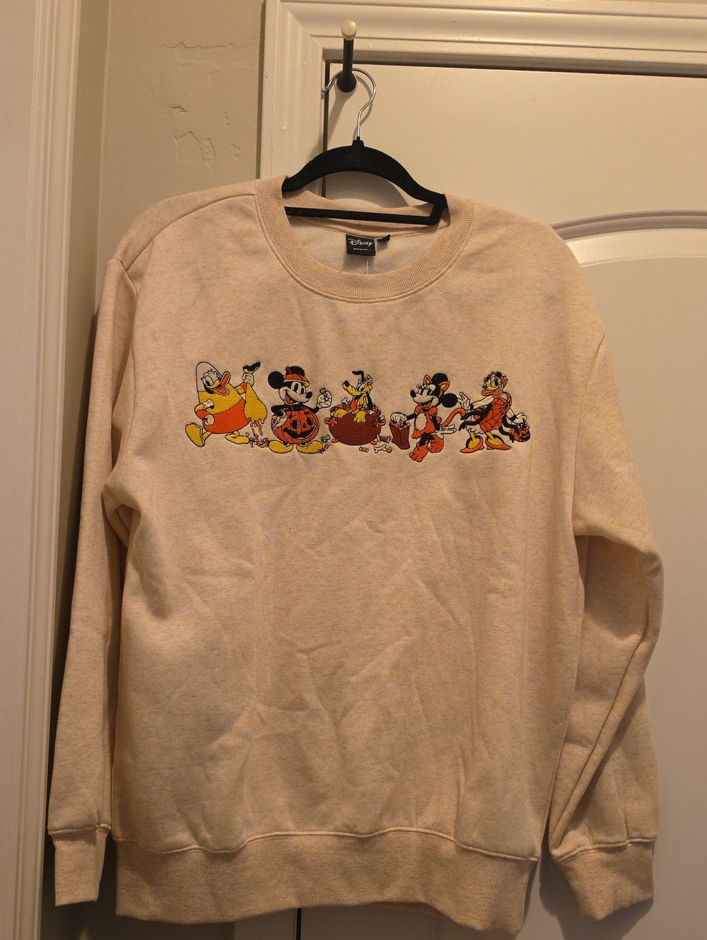 Disney Cream Crewneck with Classic Mickey & Friends Graphic Embroided
